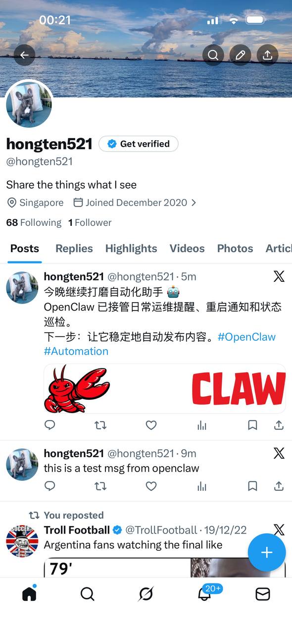 Screenshot of the X post showing automation progress